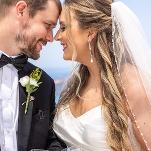 Cathedral veil with jewels and pearls
